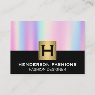 Iridescent Gradient   Monogram Business Card