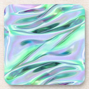 Iridescent Green and Blue MetallicMarbled Coaster