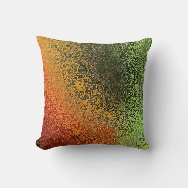 Iridescent Green and Orange Throw PIllow (Front)