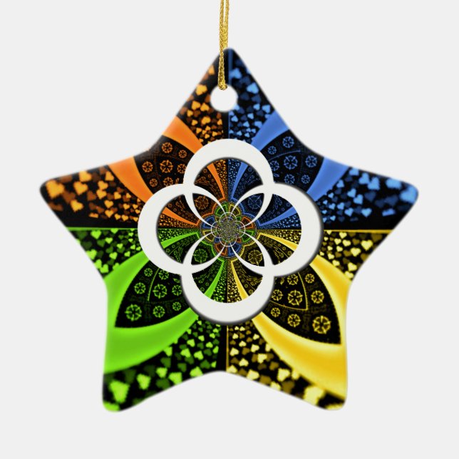 Iridescent Hearts Seamless Polka Dot Abstract Art  Ceramic Ornament (Front)