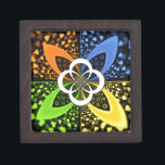 Iridescent Hearts Seamless Polka Dot Abstract Art  Keepsake Box<br><div class="desc">Iridescent Hearts Seamless Polka Dot Abstract Art Design Introducing the "Iridescent Hearts Seamless Polka Dot Abstract Art Design, " a vibrant and playful piece that captures the eye with its unique floral motif. The artwork features a central design clover shape with four rounded petals, each filled with a pattern of...</div>
