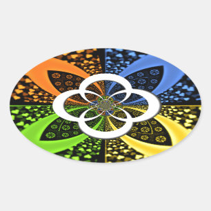 Iridescent Hearts Seamless Polka Dot Abstract Art  Oval Sticker