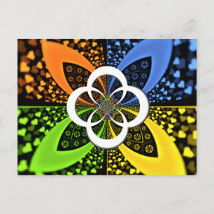 Iridescent Hearts Seamless Polka Dot Abstract Art  Postcard