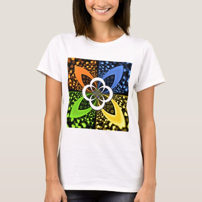 Iridescent Hearts Seamless Polka Dot Abstract Art  T-Shirt (Front)