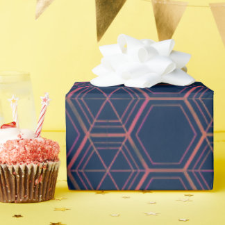 Iridescent Hex Lines – Seamless Geometric Pattern Wrapping Paper