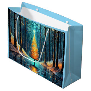 Iridescent Holiday Dream 🎄 Glowing Christmas Tree Large Gift Bag