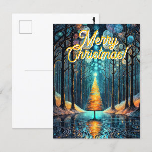 Iridescent Holiday Dream 🎄 Glowing Christmas Tree Postcard