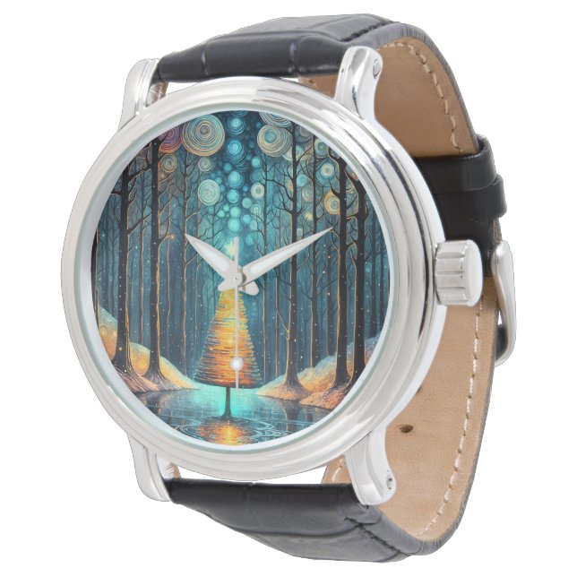 Iridescent Holiday Dream 🎄 Glowing Christmas Tree Watch (Angled)