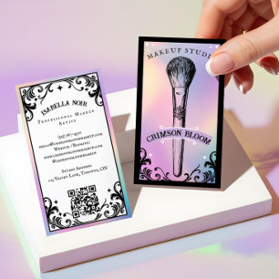 Iridescent holographic Beauty Makeup Studio Luxury Business Card