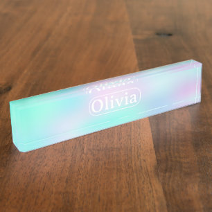 Iridescent Holographic Gradient Nameplate