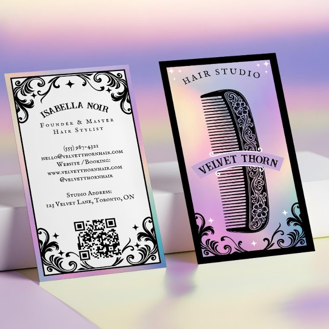 Iridescent holographic Hair Stylist Beauty Salon Business Card (Iridescent holographic Hair Stylist Beauty Salon Business Card)