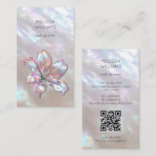  Iridescent Holographic  Lily Qr  Code Business Card