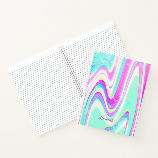 Iridescent Holographic Liquid Swirl Notebook (Inside)