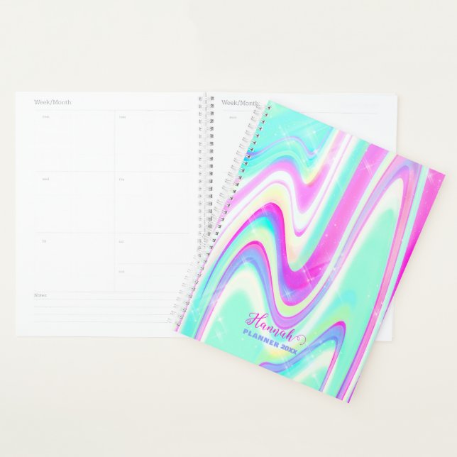 Iridescent Holographic Liquid Swirl Planner (Display)
