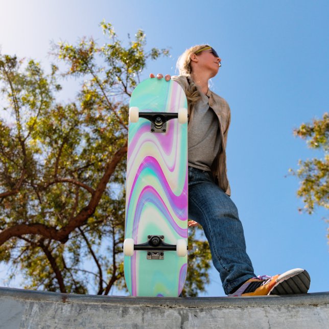 Iridescent Holographic Liquid Swirl Skateboard (Outdoor 1)