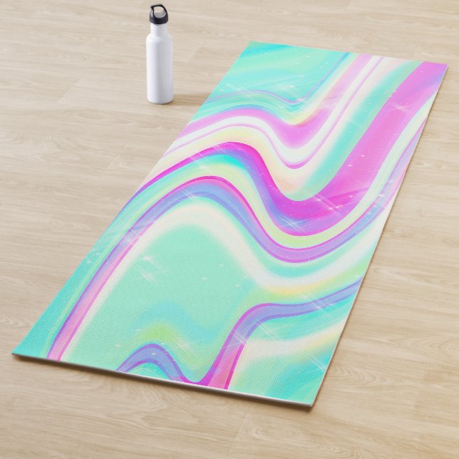 Iridescent Holographic Liquid Swirl Yoga Mat (In Situ)