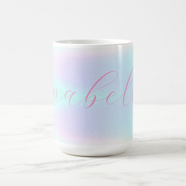 Iridescent Holographic Pastel Gradient Custom Name Coffee Mug (Center)