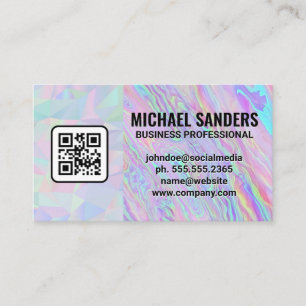 Iridescent Holographic Rainbow Liquid QR Business Card