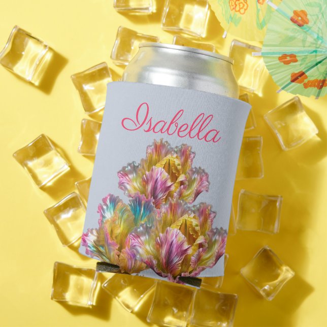 Iridescent holographic Ruffled Tulip Can Cooler (In Situ Summer)
