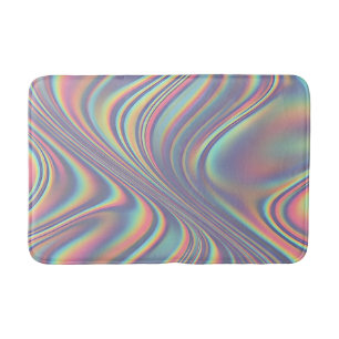 Iridescent Holographic Swirl Texture Bath Mat