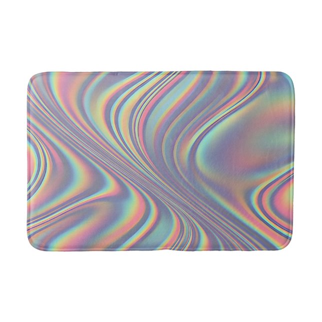 Iridescent Holographic Swirl Texture Bath Mat (Front)