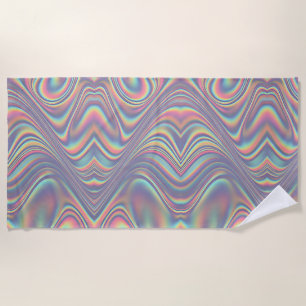 Iridescent Holographic Swirl Texture Beach Towel