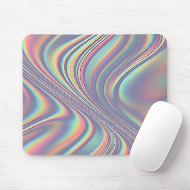 Iridescent Holographic Swirl Texture Mouse Pad (With Mouse)