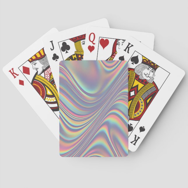 Iridescent Holographic Swirl Texture Playing Cards (Back)