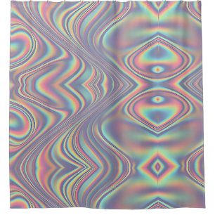 Iridescent Holographic Swirl Texture Shower Curtain