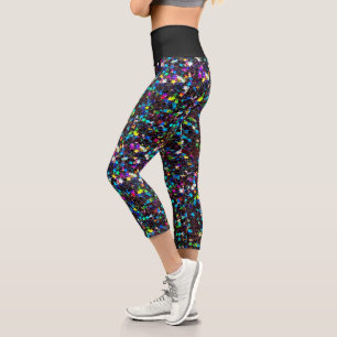 Iridescent Holography Star Glitters Capri Leggings