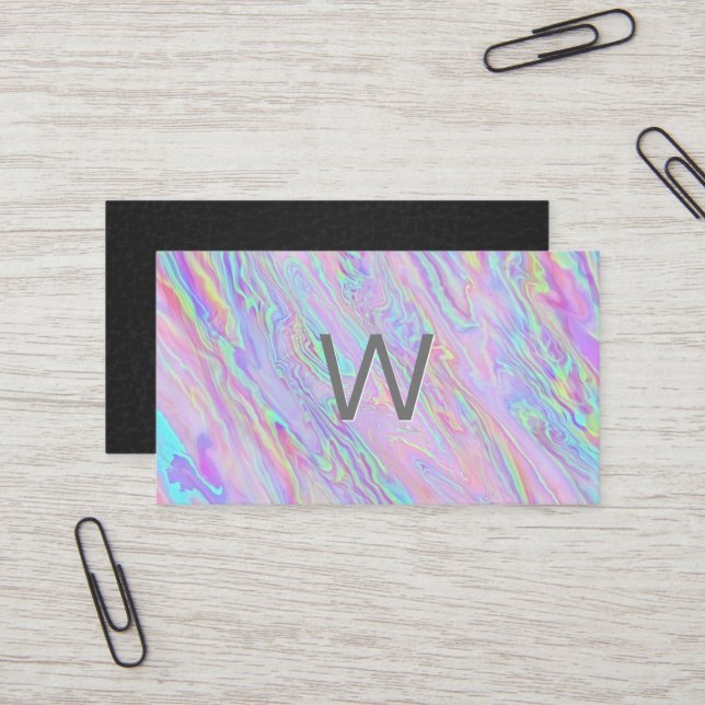 Iridescent Liquid Background Business Card (Front/Back In Situ)