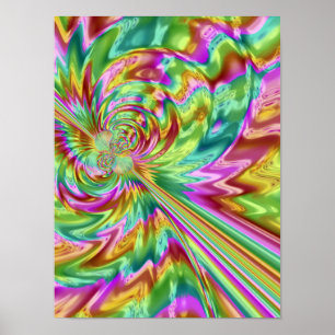 Iridescent Liquid Ripple Psychedelic Fractal Poster