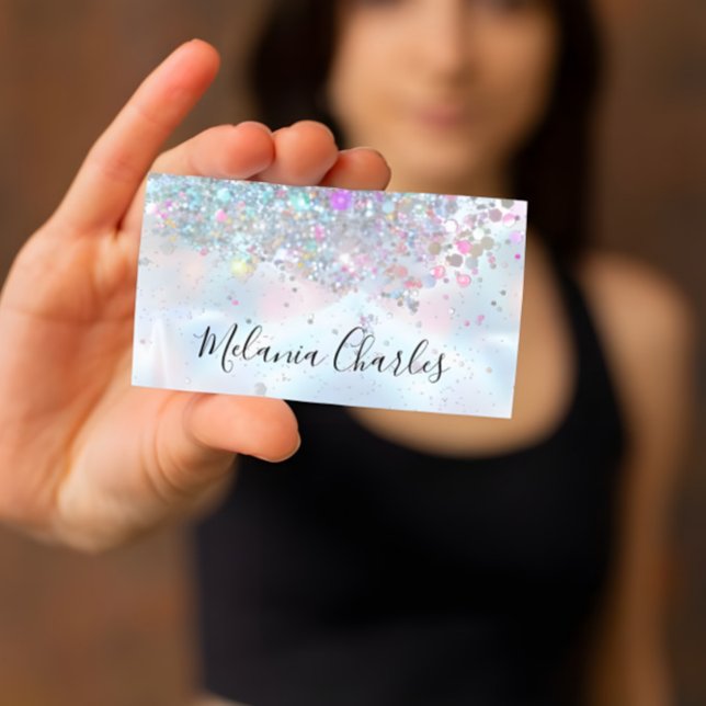 Iridescent Makeup Artist Holographic Glitter Chic Business Card (Creator Uploaded)
