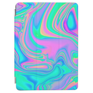 Iridescent marbled holographic texture in vibrant  iPad air cover