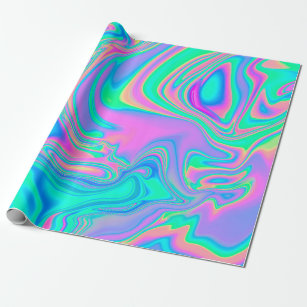 Iridescent marbled holographic texture in vibrant  wrapping paper