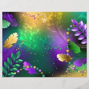 Iridescent mardi gras background with beads