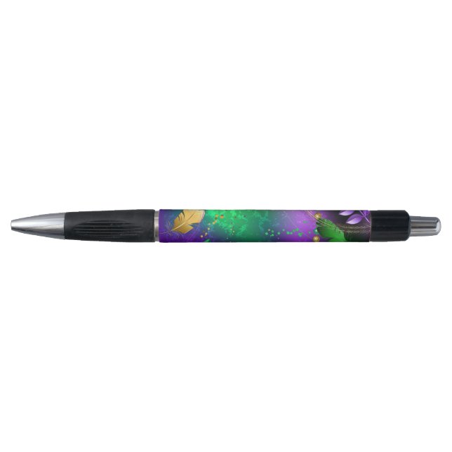 Iridescent mardi gras background with beads (Front)