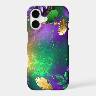 Iridescent mardi gras background with beads