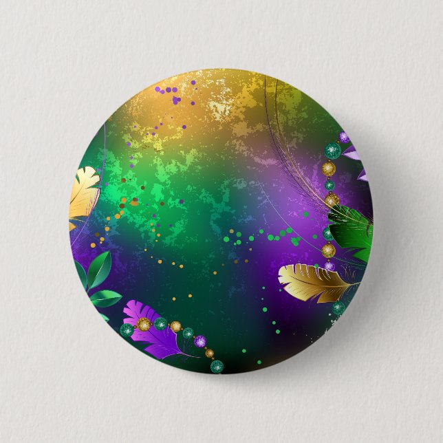 Iridescent mardi gras background with beads 6 cm round badge (Front)