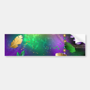 Iridescent mardi gras background with beads bumper sticker