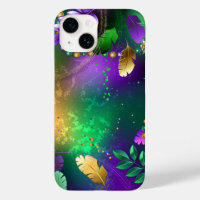 Iridescent mardi gras background with beads