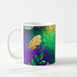 Iridescent mardi gras background with beads coffee mug