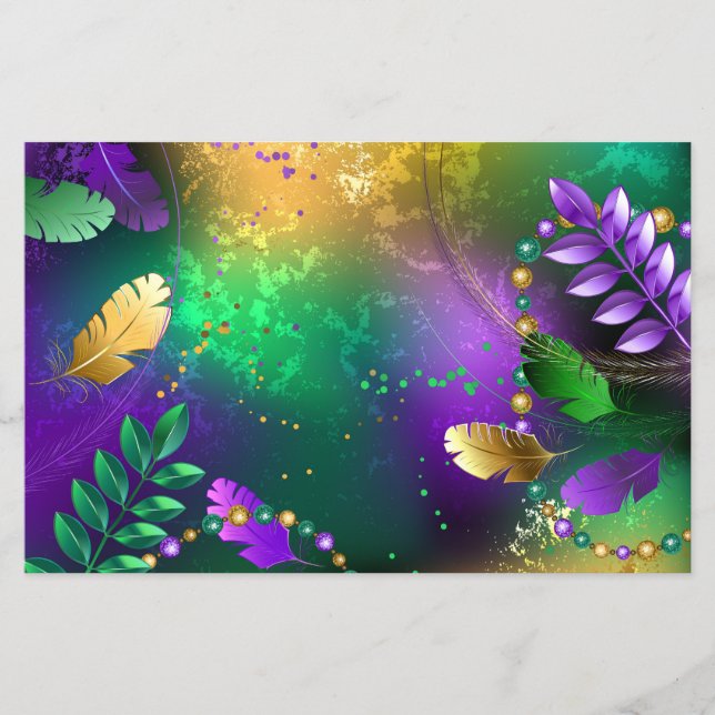 Iridescent mardi gras background with beads flyer (Front)