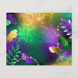 Iridescent mardi gras background with beads flyer