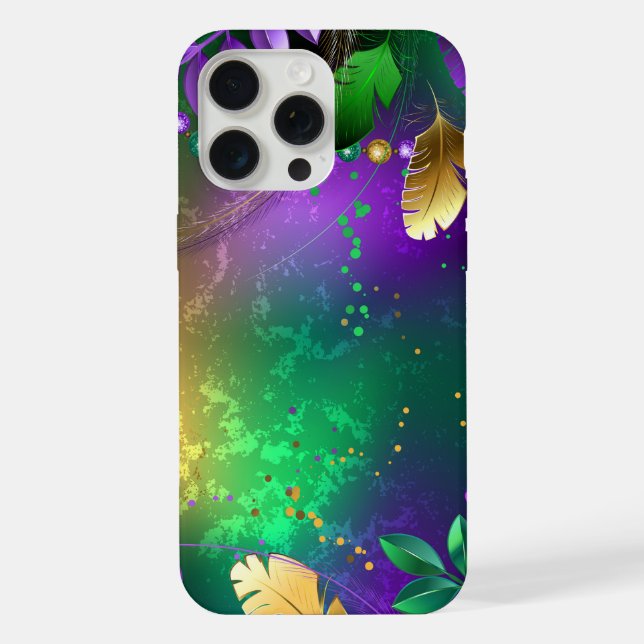 Iridescent mardi gras background with beads iPhone case (Back)
