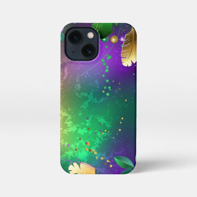 Iridescent mardi gras background with beads iPhone case (Back)