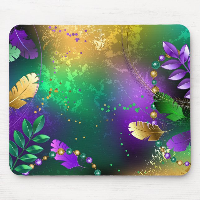 Iridescent mardi gras background with beads mouse pad (Front)