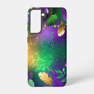 Iridescent mardi gras background with beads samsung galaxy case