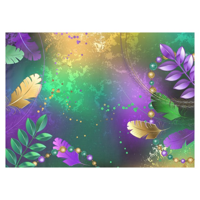 Iridescent mardi gras background with beads tablecloth (Front (Horizontal))