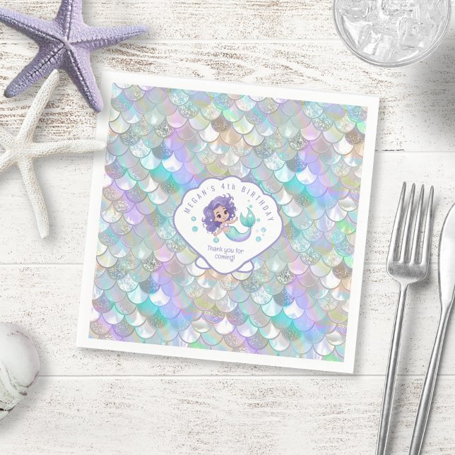 Iridescent Mermaid Scales Clam Shell V1 ID1144 Napkin (Creator Uploaded)